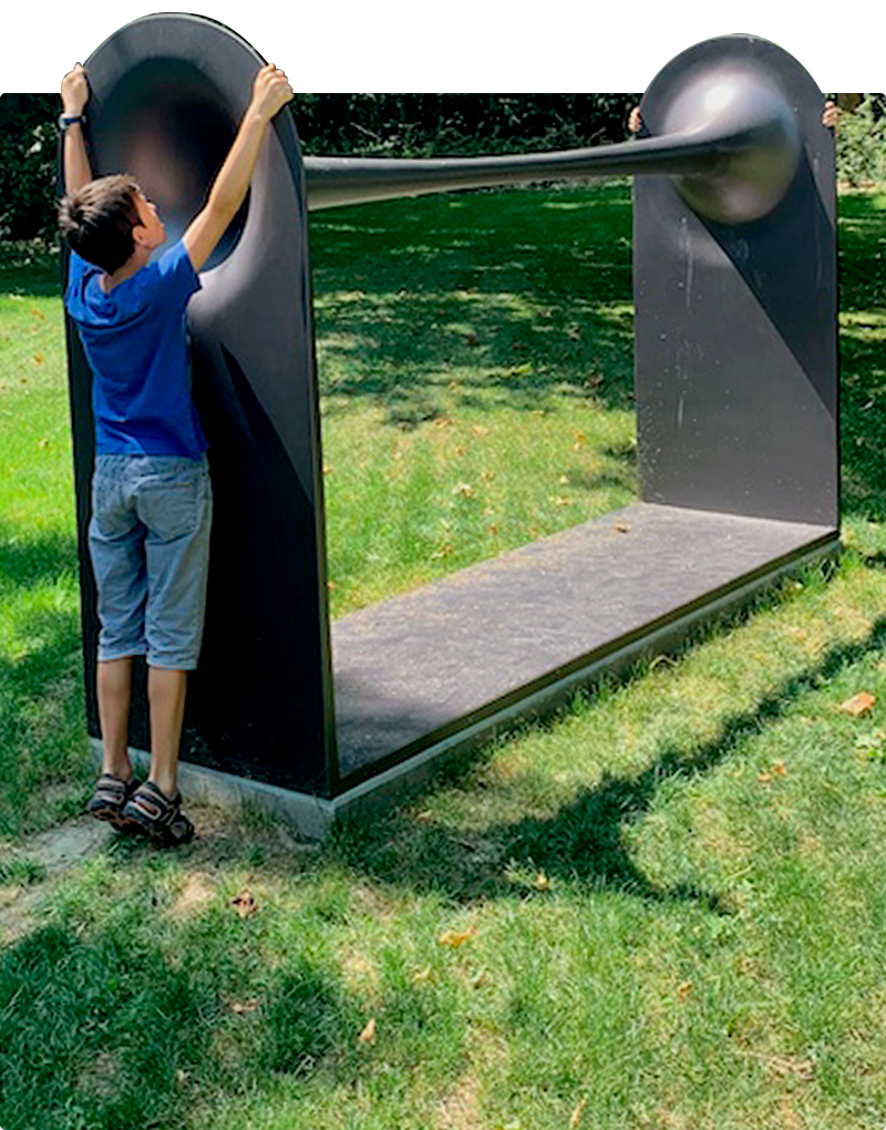 A child testing Michel Spanghero's participatory sound installation.